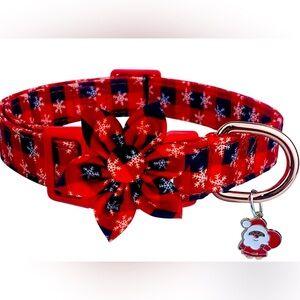 Snowflake Collar with Removable Floral Adjustable Christmas Dog Collar Medium